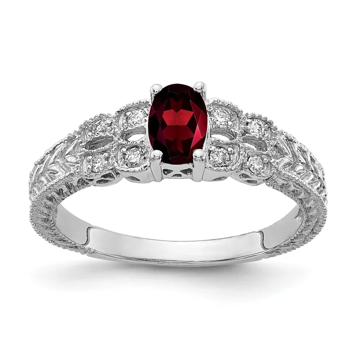 Solid 14k White Gold 6x4mm Oval Simulated Garnet AAA CZ Ring Goldia Rings Solid 14k White Gold 6x4mm Oval Simulated Garnet AAA CZ Ring Goldia Rings