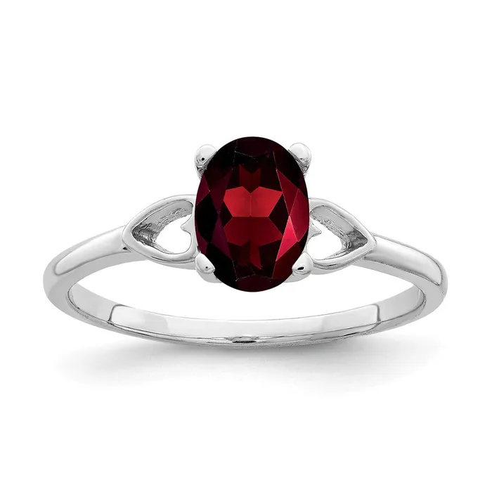 Solid 14k White Gold 7x5mm Oval Simulated Garnet Ring Goldia Rings
