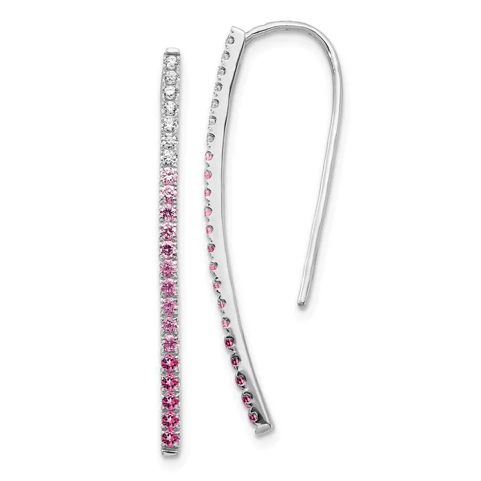 Solid 14k White Gold Simulated CZ and PinK Sapphire Earrings Goldia Earrings Solid 14k White Gold Simulated CZ and PinK Sapphire Earrings Goldia Earrings
