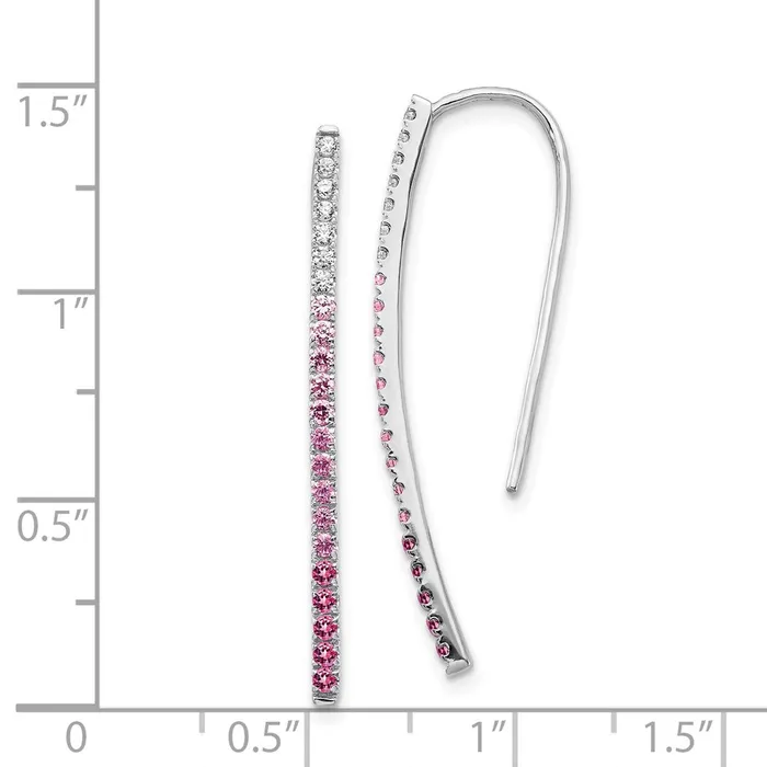 Solid 14k White Gold Simulated CZ and PinK Sapphire Earrings Goldia Earrings