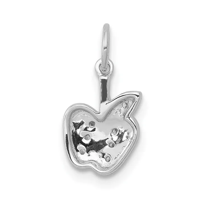 Solid 14k White Gold Simulated CZ Apple Charm Goldia Charm Necklaces Solid 14k White Gold Simulated CZ Apple Charm Goldia Charm Necklaces