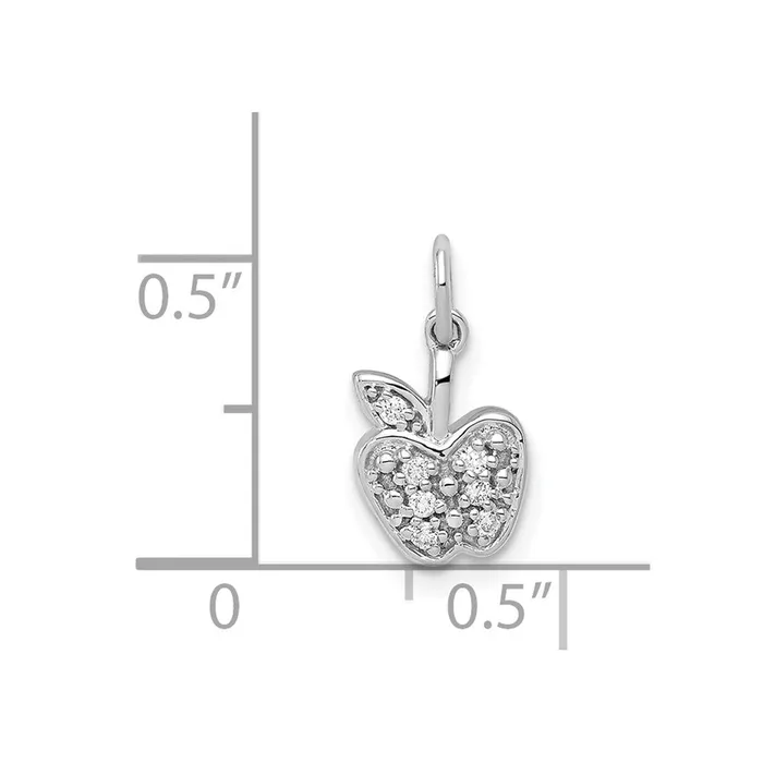 Solid 14k White Gold Simulated CZ Apple Charm Goldia Charm Necklaces Solid 14k White Gold Simulated CZ Apple Charm Goldia Charm Necklaces