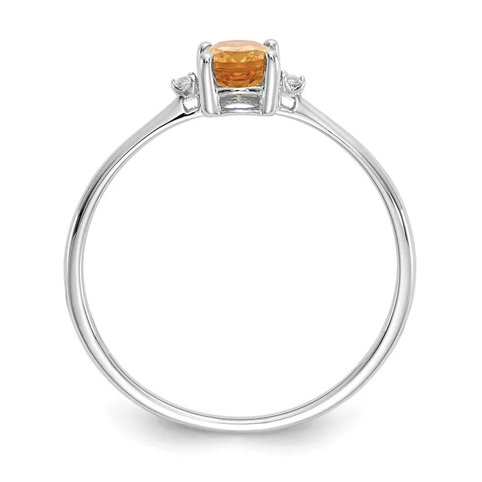 Solid 14k White Gold Simulated CZ Citrine Birthstone Ring Goldia Rings