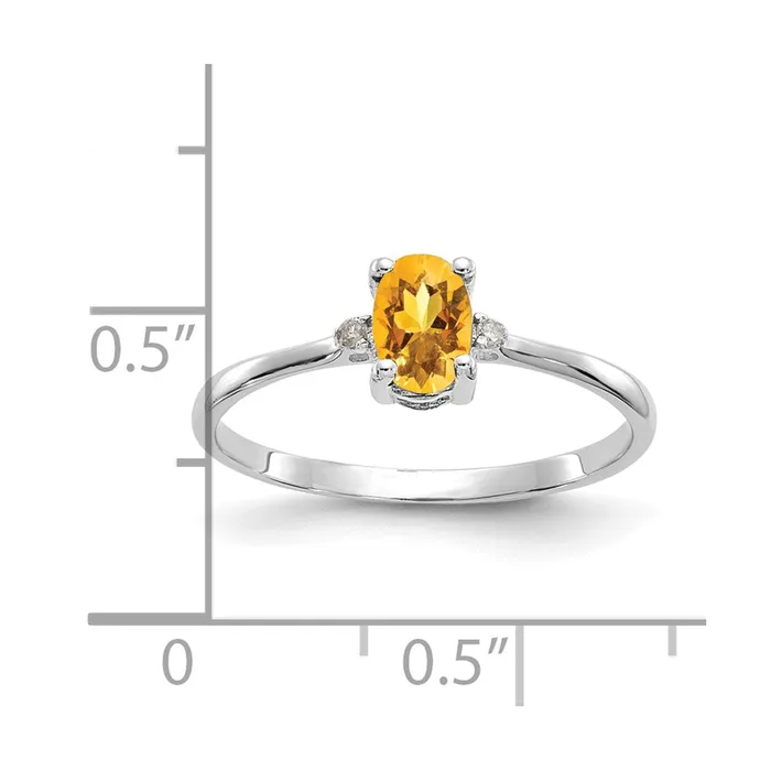 Solid 14k White Gold Simulated CZ Citrine Birthstone Ring Goldia Rings