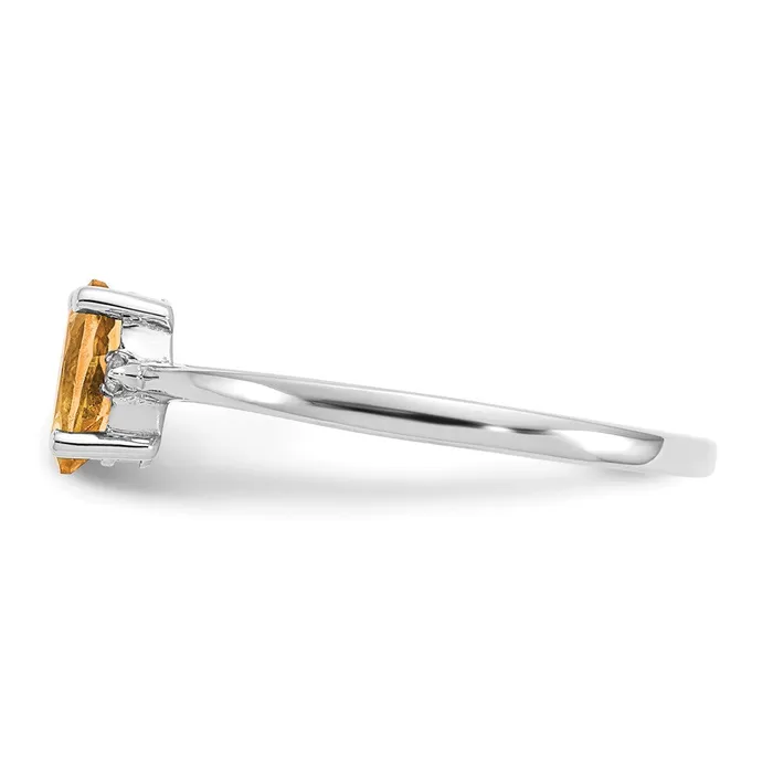 Solid 14k White Gold Simulated CZ Citrine Birthstone Ring Goldia Rings