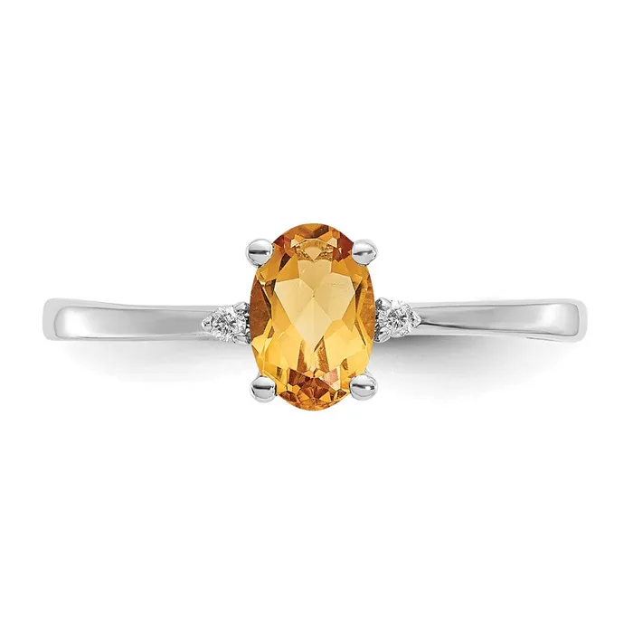Solid 14k White Gold Simulated CZ Citrine Birthstone Ring Goldia Rings
