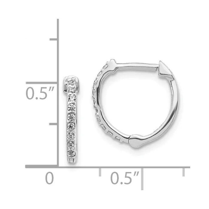 Solid 14k White Gold Simulated CZ Hoop Earrings Goldia Earrings