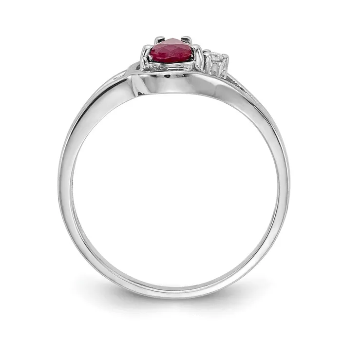 Solid 14k White Gold Simulated Ruby CZ Ring Goldia Rings