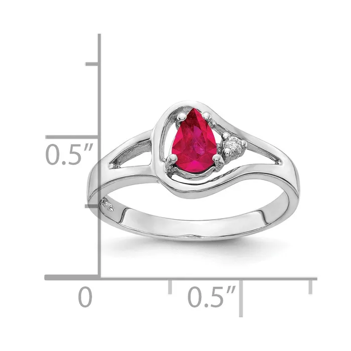 Solid 14k White Gold Simulated Ruby CZ Ring Goldia Rings