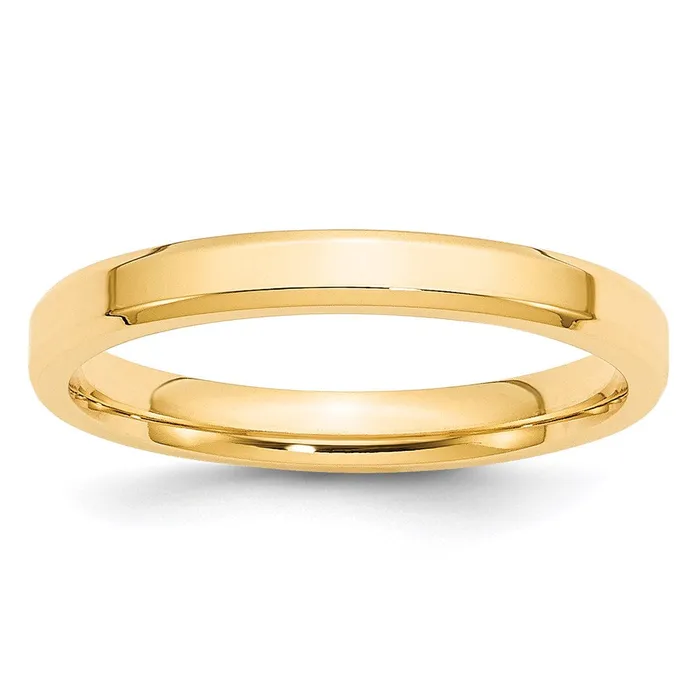 Solid 14K Yellow Gold 3mm Bevel Edge Comfort Fit MensWomens Wedding Band Ring Size 9 Goldia Rings Solid 14K Yellow Gold 3mm Bevel Edge Comfort Fit MensWomens Wedding Band Ring Size 9 Goldia Rings
