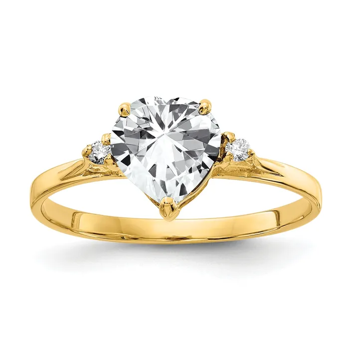 Solid 14k Yellow Gold 7mm Heart Cubic Zirconia VS Simulated CZ Ring Goldia Rings Solid 14k Yellow Gold 7mm Heart Cubic Zirconia VS Simulated CZ Ring Goldia Rings