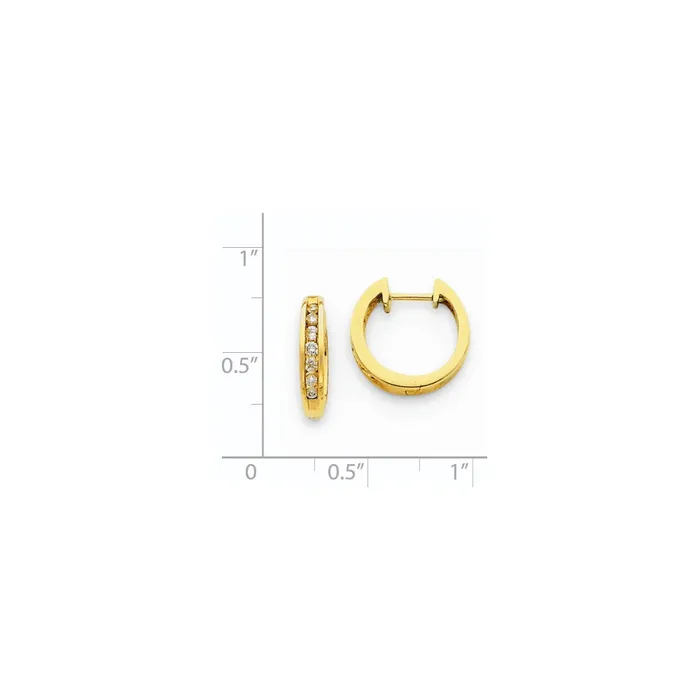 Solid 14k Yellow Gold Simulated CZ Hinged Hoop Earrings Goldia Earrings Solid 14k Yellow Gold Simulated CZ Hinged Hoop Earrings Goldia Earrings