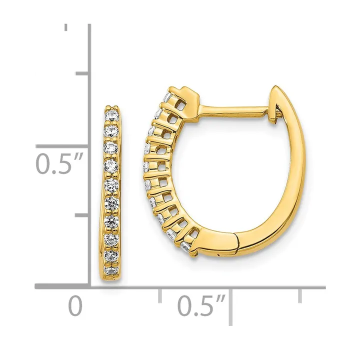 Solid 14k Yellow Gold Simulated CZ Hinged Hoop Earrings Goldia Earrings Solid 14k Yellow Gold Simulated CZ Hinged Hoop Earrings Goldia Earrings