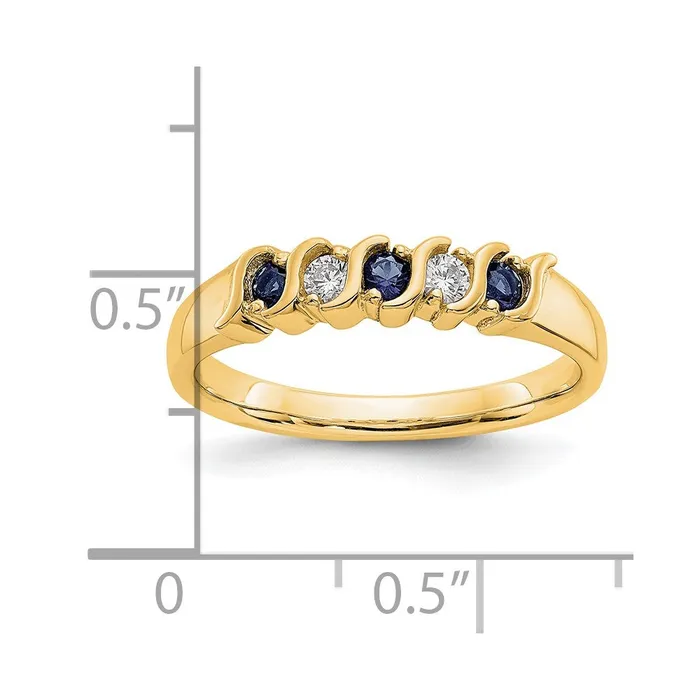 Solid 14k Yellow Gold Simulated CZ wSimulated Sapphire Band Goldia Rings