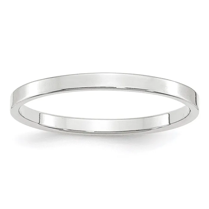 Solid 18K White Gold 2mm Light Weight Flat MensWomens Wedding Band Ring Size 115 Goldia Rings Solid 18K White Gold 2mm Light Weight Flat MensWomens Wedding Band Ring Size 115 Goldia Rings