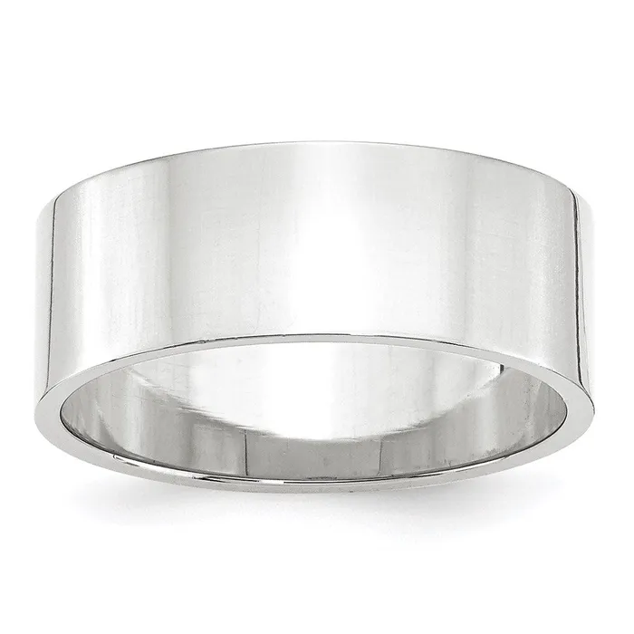 Solid 18K White Gold 8mm Light Weight Flat MensWomens Wedding Band Ring Size 105 Goldia Rings Solid 18K White Gold 8mm Light Weight Flat MensWomens Wedding Band Ring Size 105 Goldia Rings