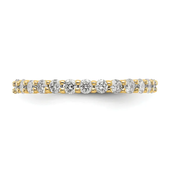 Solid Real 14k Polished shared Prong 1ct CZ Eternity Wedding Band Ring Goldia Rings