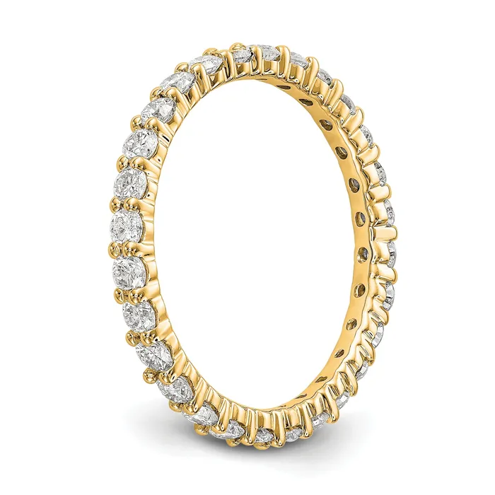 Solid Real 14k Polished shared Prong 1ct CZ Eternity Wedding Band Ring Goldia Rings