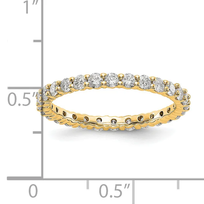 Solid Real 14k Polished shared Prong 1ct CZ Eternity Wedding Band Ring Goldia Rings