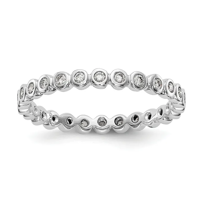 Solid Real 14k White Gold Polished 13ct Bezel Set CZ Eternity Wedding Band Ring Goldia Rings Solid Real 14k White Gold Polished 13ct Bezel Set CZ Eternity Wedding Band Ring Goldia Rings