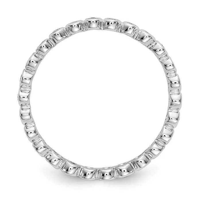 Solid Real 14k White Gold Polished 13ct Bezel Set CZ Eternity Wedding Band Ring Goldia Rings