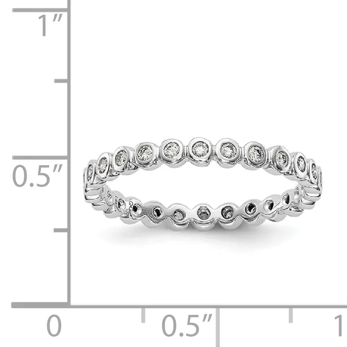Solid Real 14k White Gold Polished 13ct Bezel Set CZ Eternity Wedding Band Ring Goldia Rings