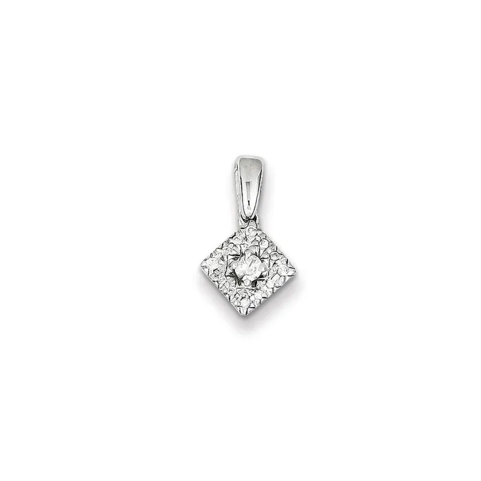 Sterling Silver 01ct Diamond Square Pendant Goldia Necklaces