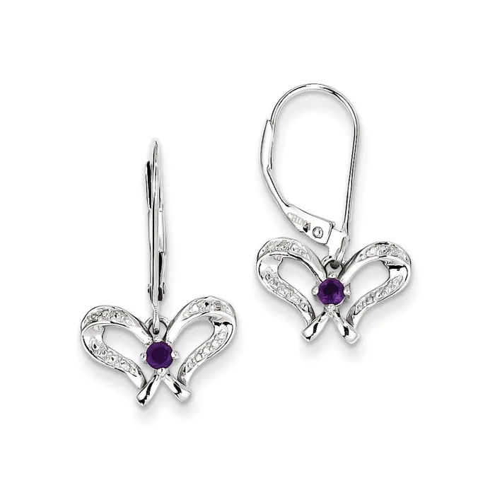 Sterling Silver Amethyst u0026 Diamond Butterfly Earrings Goldia Earrings
