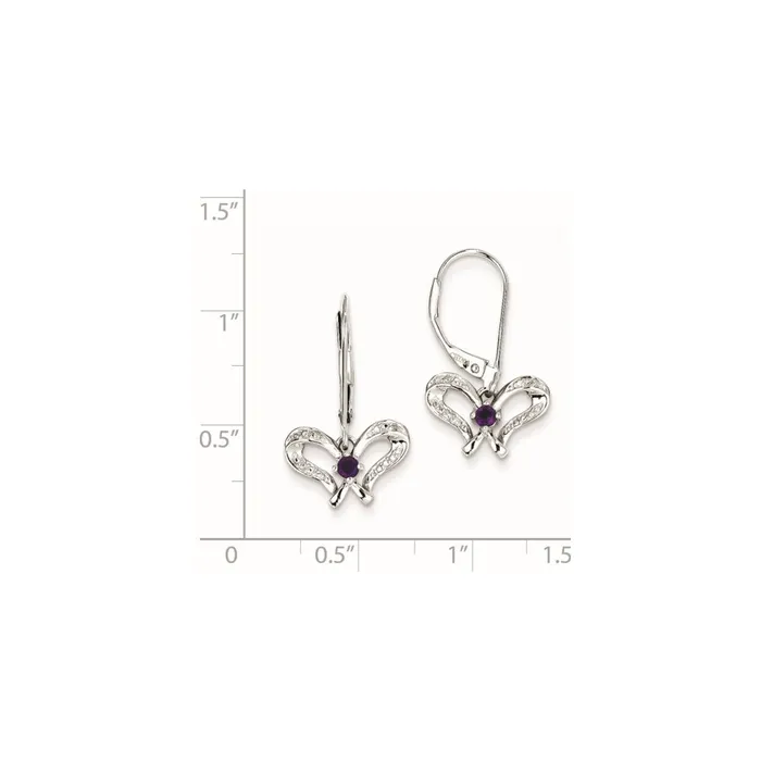 Sterling Silver Amethyst u0026 Diamond Butterfly Earrings Goldia Earrings