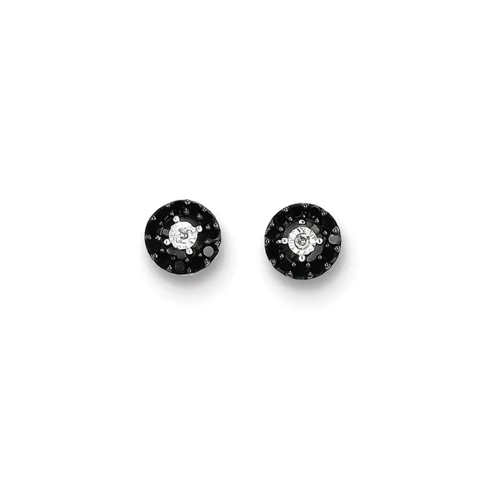Sterling Silver Black and White Diamond Circle Post Earrings Goldia Earrings Sterling Silver Black and White Diamond Circle Post Earrings Goldia Earrings