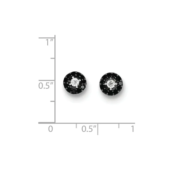 Sterling Silver Black and White Diamond Circle Post Earrings Goldia Earrings