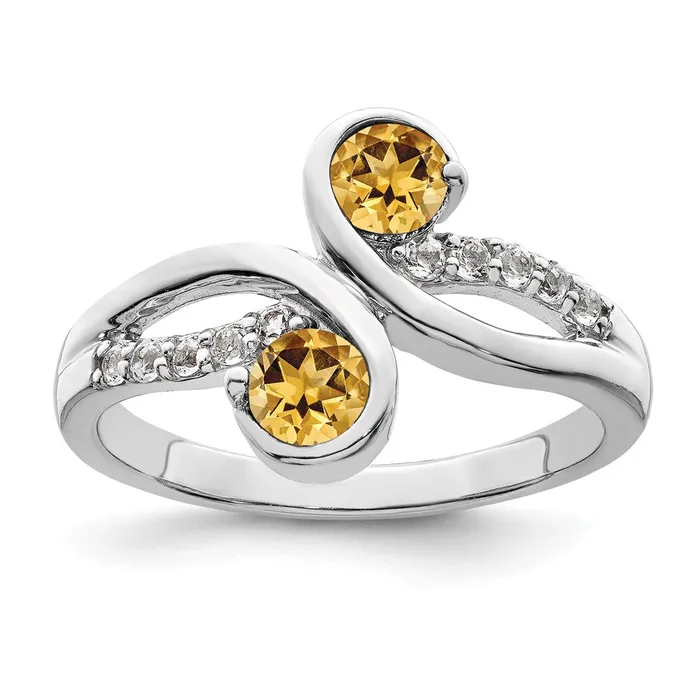 Sterling Silver Rhodplated 60tw Citrine u0026 White Topaz Swirl Ring Goldia Rings