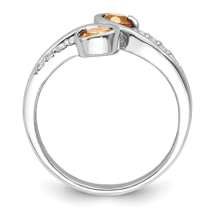 Sterling Silver Rhodplated 60tw Citrine u0026 White Topaz Swirl Ring Goldia Rings