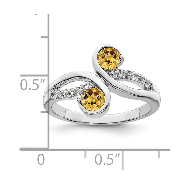 Sterling Silver Rhodplated 60tw Citrine u0026 White Topaz Swirl Ring Goldia Rings
