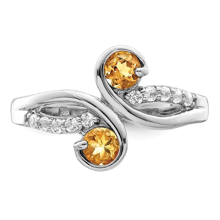 Sterling Silver Rhodplated 60tw Citrine u0026 White Topaz Swirl Ring Goldia Rings