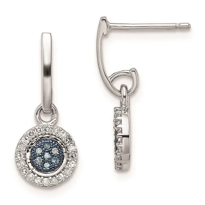 Sterling Silver Rhod Plated Blue and White Diamond Post Earrings Goldia Earrings Sterling Silver Rhod Plated Blue and White Diamond Post Earrings Goldia Earrings