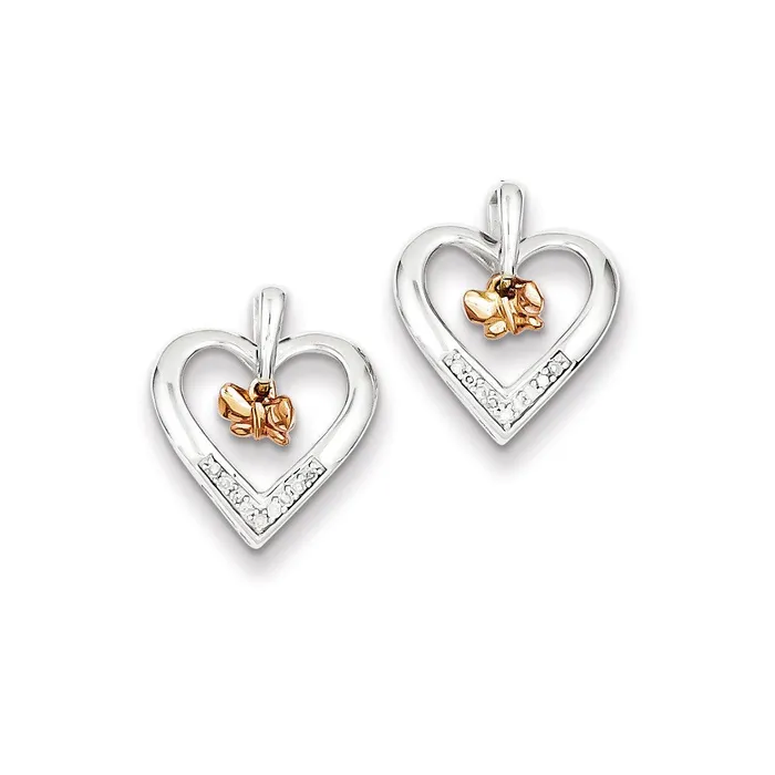 Sterling Silver Rhodium 14k Rose Gold Butterfly Diamond Heart Earrings Goldia Earrings Sterling Silver Rhodium 14k Rose Gold Butterfly Diamond Heart Earrings Goldia Earrings