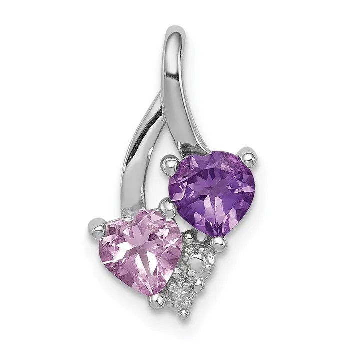 Sterling Silver Rhodium Amethyst u0026 Pink Quartz u0026 Diamond Pendant Goldia Necklaces Sterling Silver Rhodium Amethyst u0026 Pink Quartz u0026 Diamond Pendant Goldia Necklaces