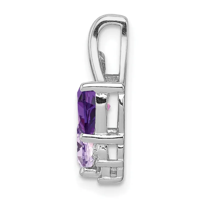 Sterling Silver Rhodium Amethyst u0026 Pink Quartz u0026 Diamond Pendant Goldia Necklaces