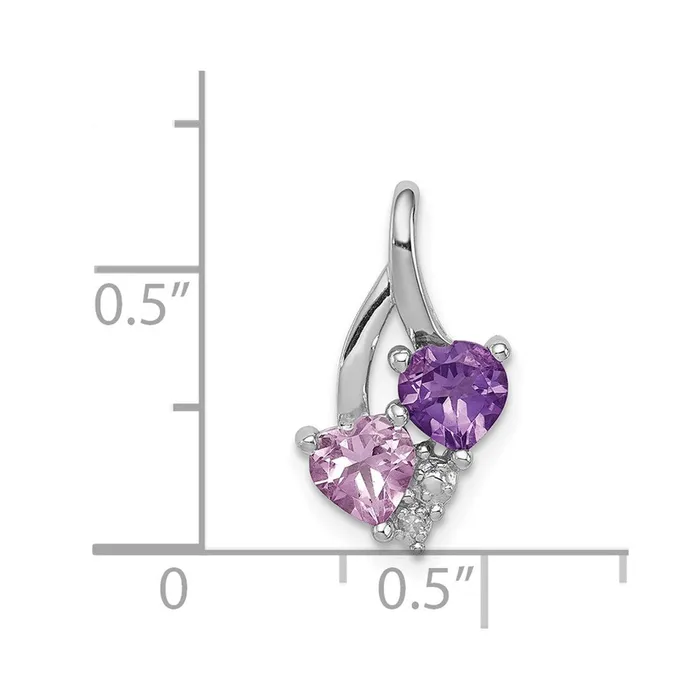 Sterling Silver Rhodium Amethyst u0026 Pink Quartz u0026 Diamond Pendant Goldia Necklaces