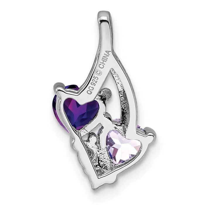 Sterling Silver Rhodium Amethyst u0026 Pink Quartz u0026 Diamond Pendant Goldia Necklaces