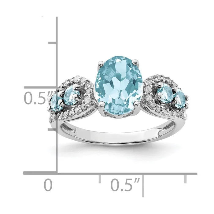 Sterling Silver Rhodium Diamond u0026 Sky Blue Topaz Ring Goldia Rings