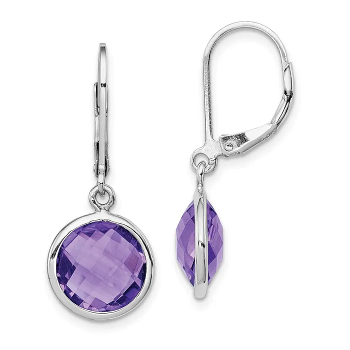 Sterling Silver Rhodiumplated Amethyst Earrings Goldia Earrings