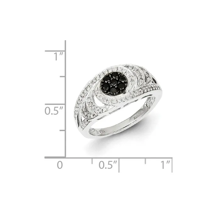 Sterling Silver Rhodium Plated Black u0026 White Diamond Ring Goldia Rings