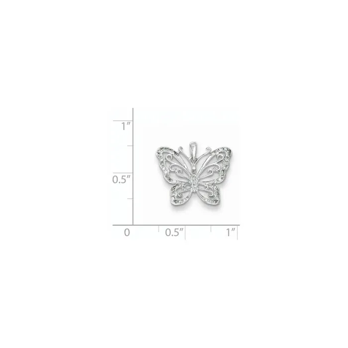 Sterling Silver Rhodium Plated Diamond Butterfly Pendant Goldia Necklaces