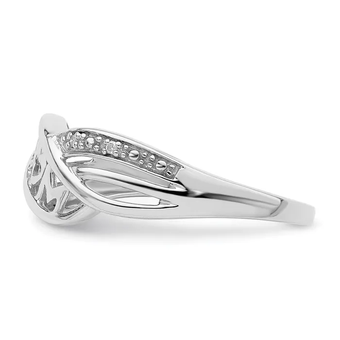 Sterling Silver Rhodium Plated Diamond Heart MOM Ring Goldia Rings