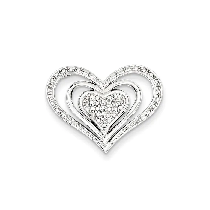 Sterling Silver Rhodium Plated Diamond Triple Heart Pendant Goldia Necklaces Sterling Silver Rhodium Plated Diamond Triple Heart Pendant Goldia Necklaces