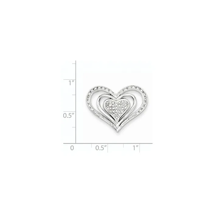 Sterling Silver Rhodium Plated Diamond Triple Heart Pendant Goldia Necklaces
