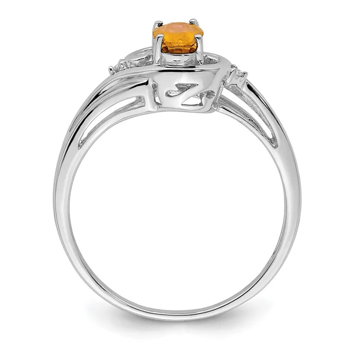 Sterling Silver Rhodium Plated Diamond u0026 Citrine Ring Goldia Rings
