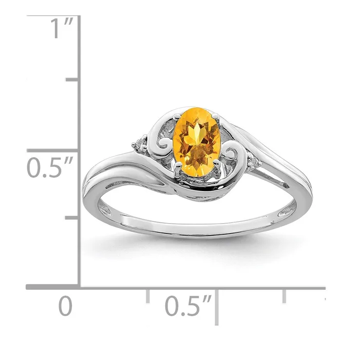 Sterling Silver Rhodium Plated Diamond u0026 Citrine Ring Goldia Rings